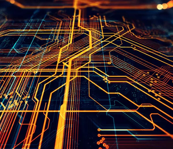 digital circuit board in yellow and black