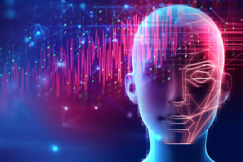 3d illustration of robotic human head