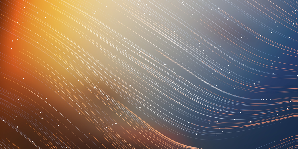 Curving,Flowing Energy Lines Pattern in Glowing Sunlit Space and Starry Sky Around