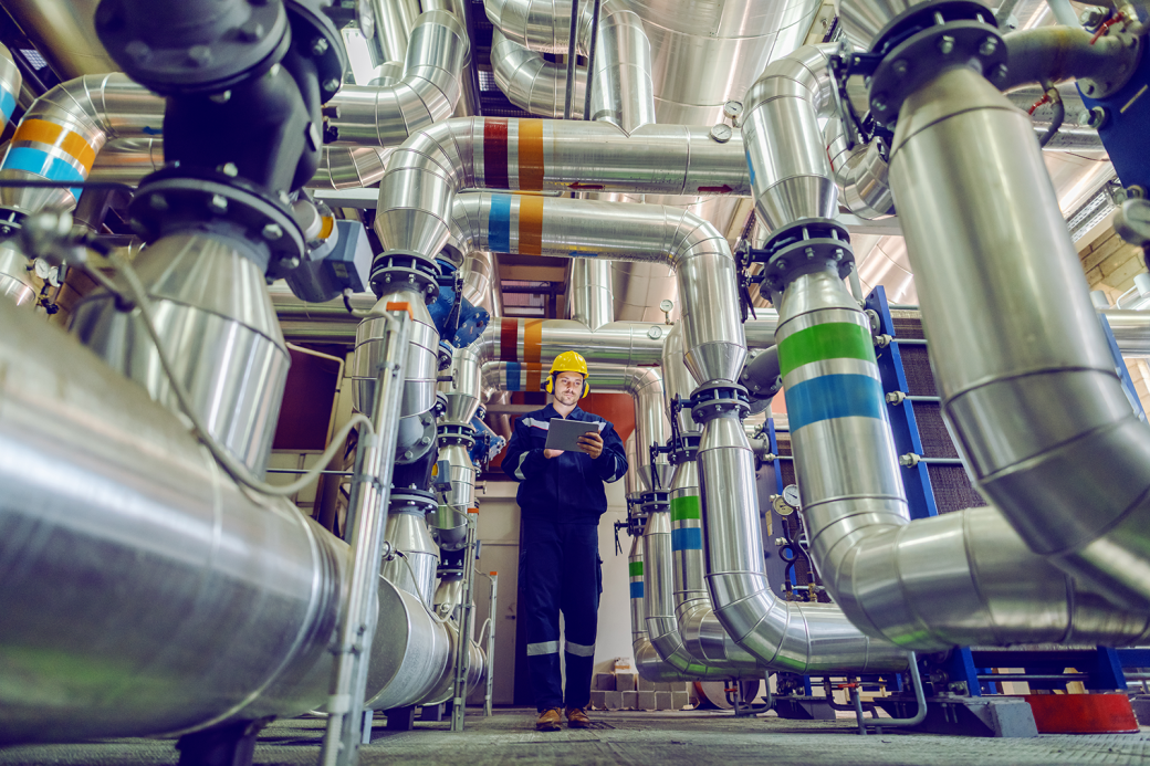 Factory worker in protective clothing