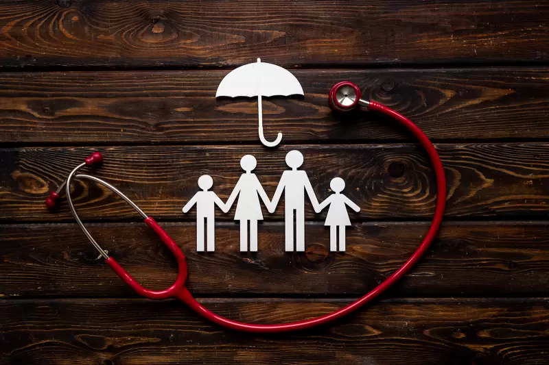 Family figure with stethoscope healthcare and doctor concept