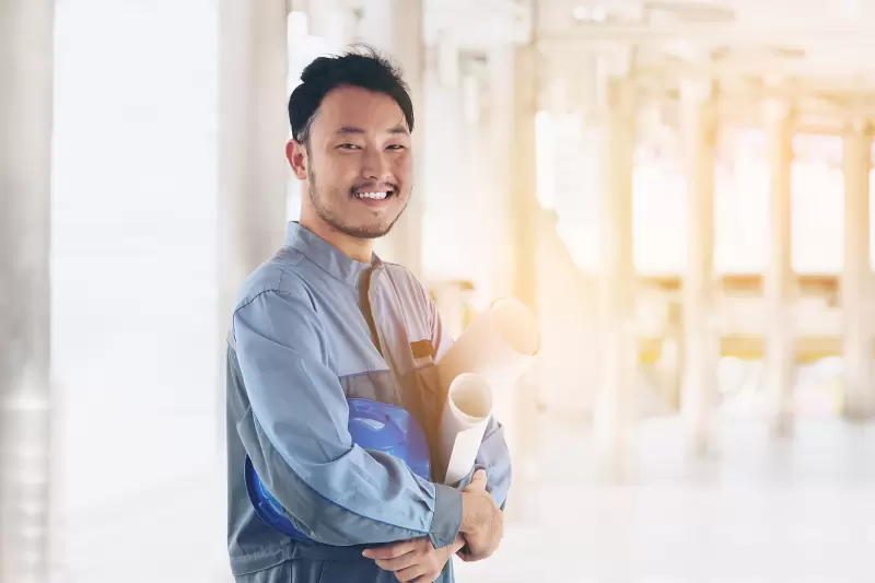 Happy Young Asian Engineer