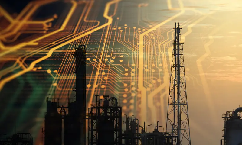 Refinery on digital background